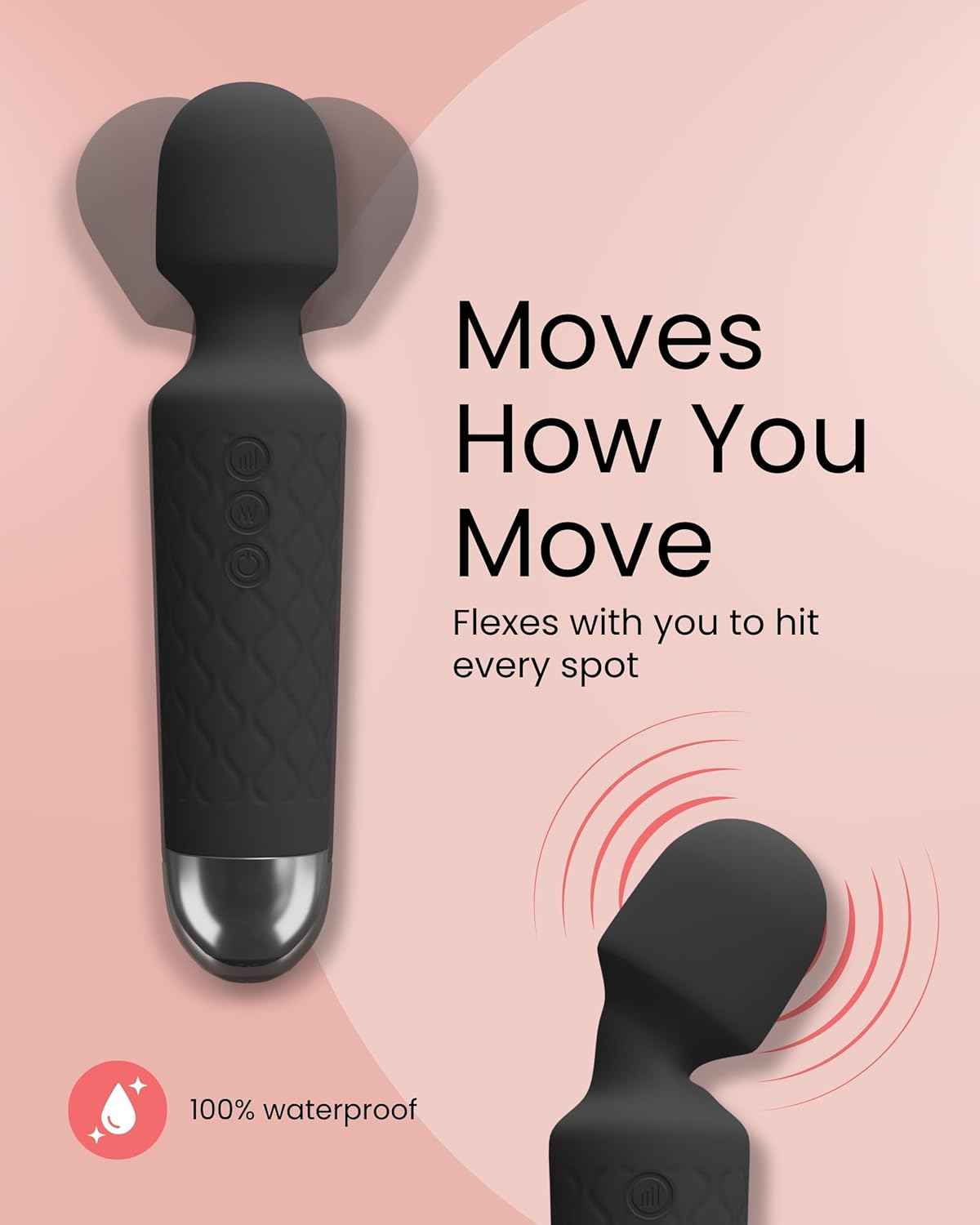 Immerse Creations Rechargeable Wand Vibrator |Black
