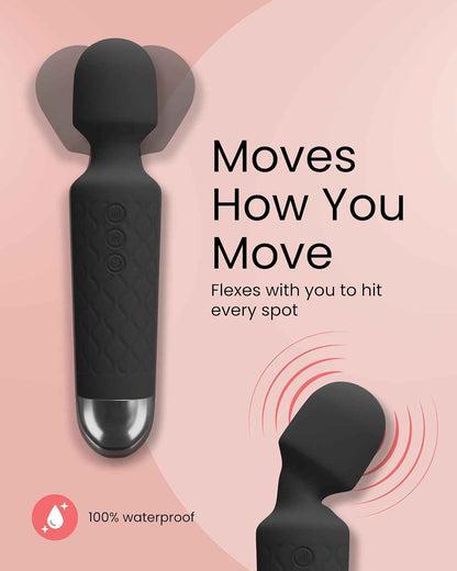 Immerse Creations Rechargeable Wand Vibrator |Black