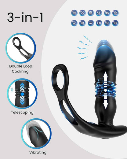 Prostate Massager Anal Toys with Penis Ring