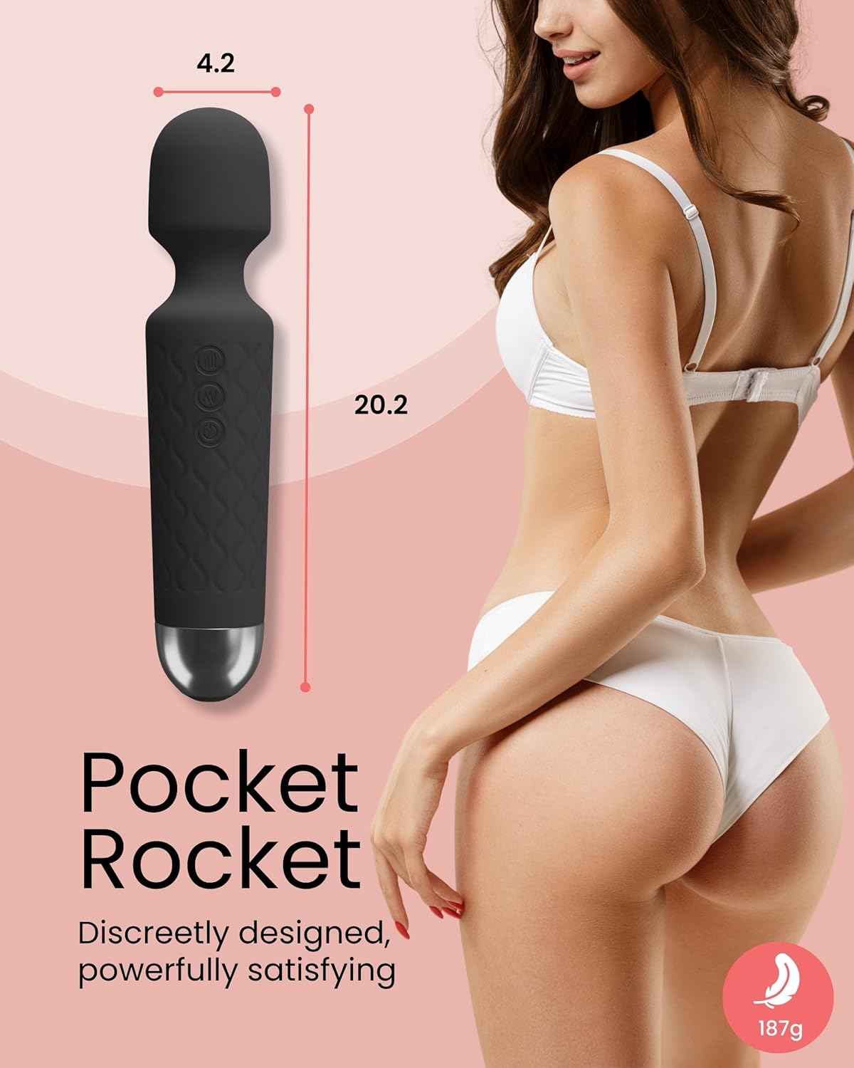Immerse Creations Rechargeable Wand Vibrator |Black