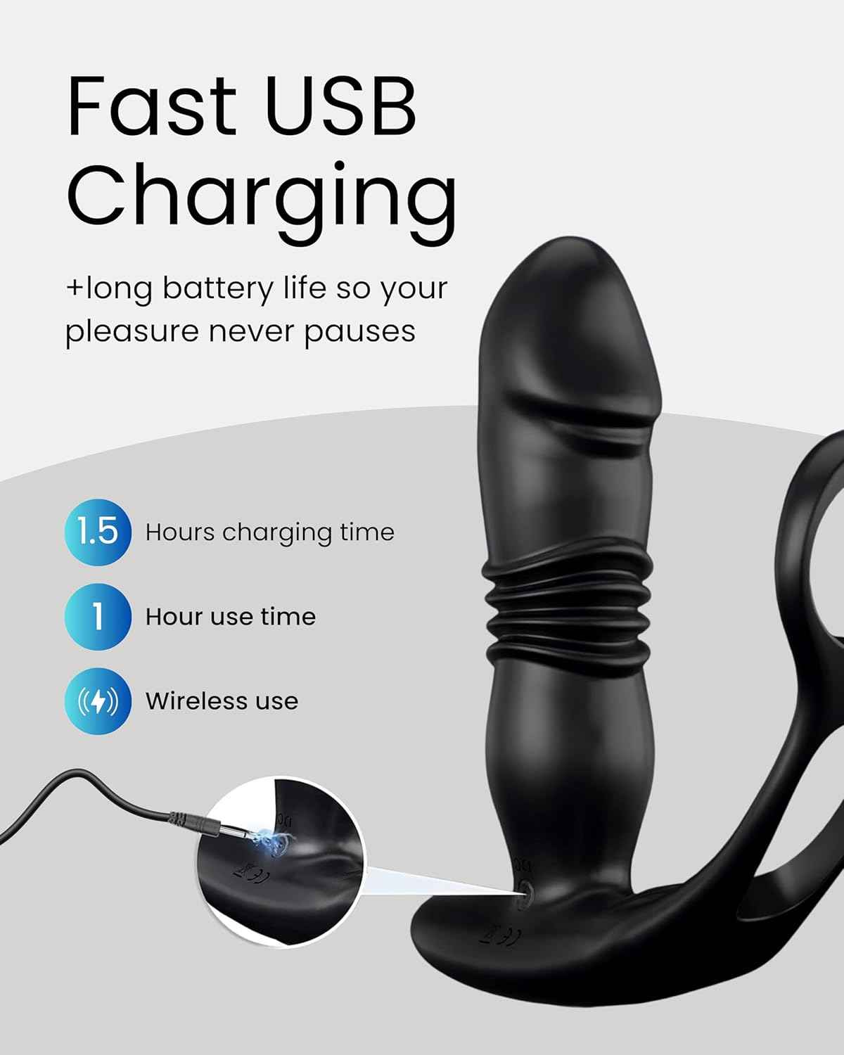 Prostate Massager Anal Toys with Penis Ring
