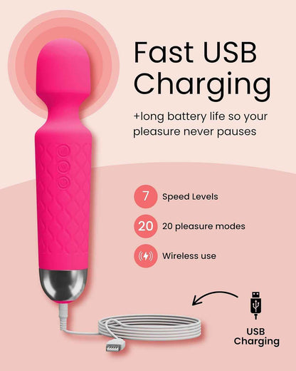 Immerse Creations Rechargeable Wand Vibrator |Pink